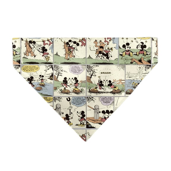 Disney Pet Bandana Mickey and Minnie Mouse Vintage Comic Strip Scenes Slip On Collar Bandana Only