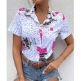 thumbnail image 2 of Camisa informal de temperamento con estampado floral de manga corta elegante y cómoda con cuello en V para mujer OAVQHLG3B Store lin121212, 2 of 5