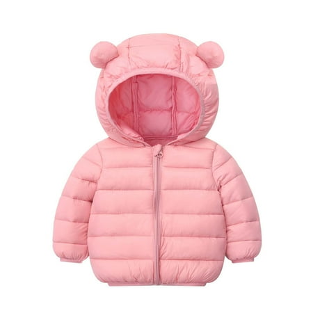 

HAOTAGS Toddler Baby Quilted Coat Full Zip Hooded Jacket for Boys Girls Pink Size 6-12 Months