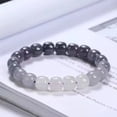 thumbnail image 6 of rygai Women Bracelet Elegant Gradient Half Transparent Glossy Glass Round Beads Ladies Bracelet Fashion Jewelry,Grey, 6 of 7