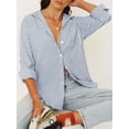 thumbnail image 4 of Long Sleeved Women's Blouses Striped Shirts Button Down Loose Fit Casual Tops, 4 of 6
