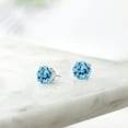 thumbnail image 6 of Gem Stone King 3.30 Cttw 925 Sterling Silver Swiss Blue Topaz Earrings | 7MM Round | Gemstone Birthstone | Stud Earrings for Women Men, 6 of 6