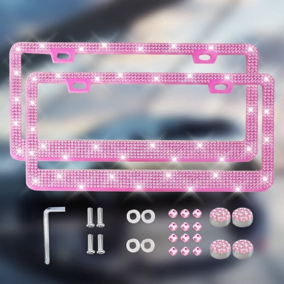 License Plate Frame Bling Pink 2 Pack