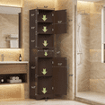 thumbnail image 6 of Aiho Bathroom Storage Cabinet, White Linen Cabinet, Narrow Tall Cabinet Storage Tower with Door ,Drawer and Open Storag - Dark Brown, 6 of 7