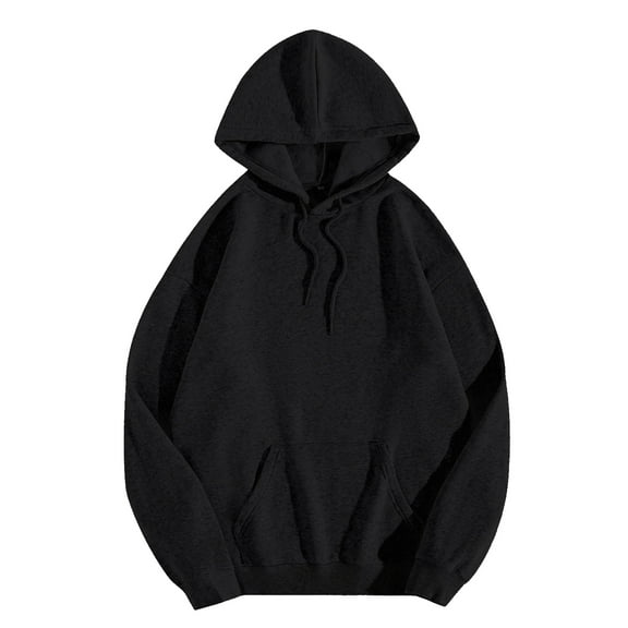 Inadays Men's Hoodie Casual Sweatshirt Long Sleeve Drawstring with a Big Pocket Classic Lightweight Pullover Sizes M-3XL, Black, M