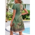 thumbnail image 4 of Vestido Zeagoo para mujer, estampado verde bohemio, talla M, 4 of 6