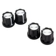 4pcs Black Silver Guitar Bass Amp Knob Buttons Dtype Shaft Pot Knobs