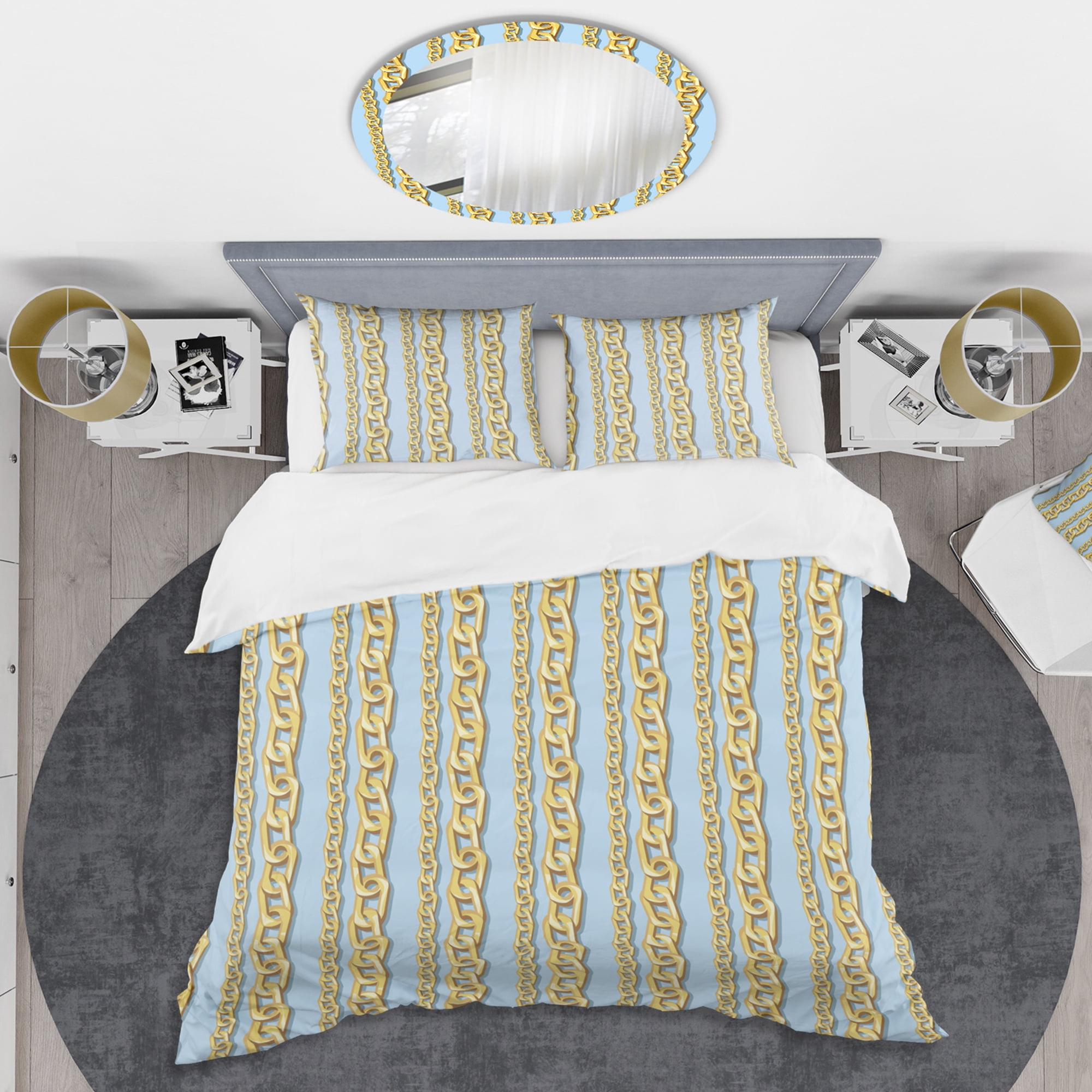 Designart 'Gold Chain Pattern' Mid-Century Modern Duvet Cover Set