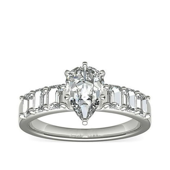 Diamond-Capitals 2.60 Carat (F-G/VS1) Natural Elegent Pear Cut Diamond Solitaire Anniversary Ring for Gift Solid 950 Platinum Size 7