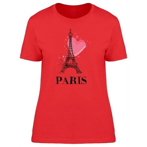 Paris Eiffeil Tower With Heart T-Shirt Women -Image by Shutterstock, Female Medium
