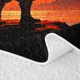 thumbnail image 5 of Homewish Japanese Samurai Landscape Quilt Full,Sunset Ink Painting Full Bedspread Sets,Orange Red,3 Pieces, 5 of 7