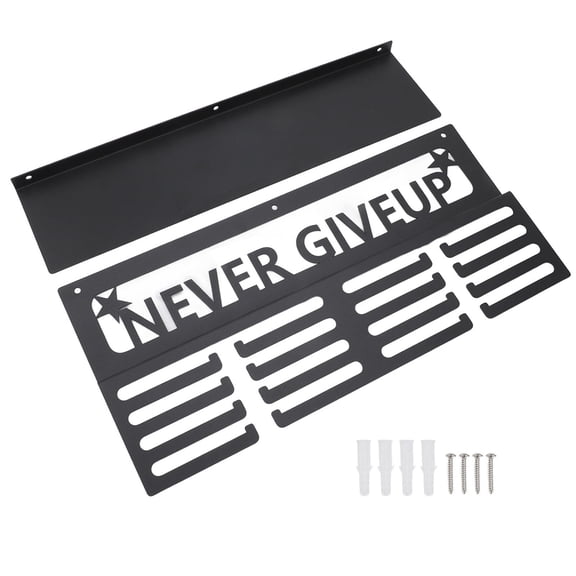 BIMZUC 4‑Row Metal Medal & Trophy Rack with Built‑In Shelf – Wall‑Mounted Display for Sports Awards, Cups & Memorabilia