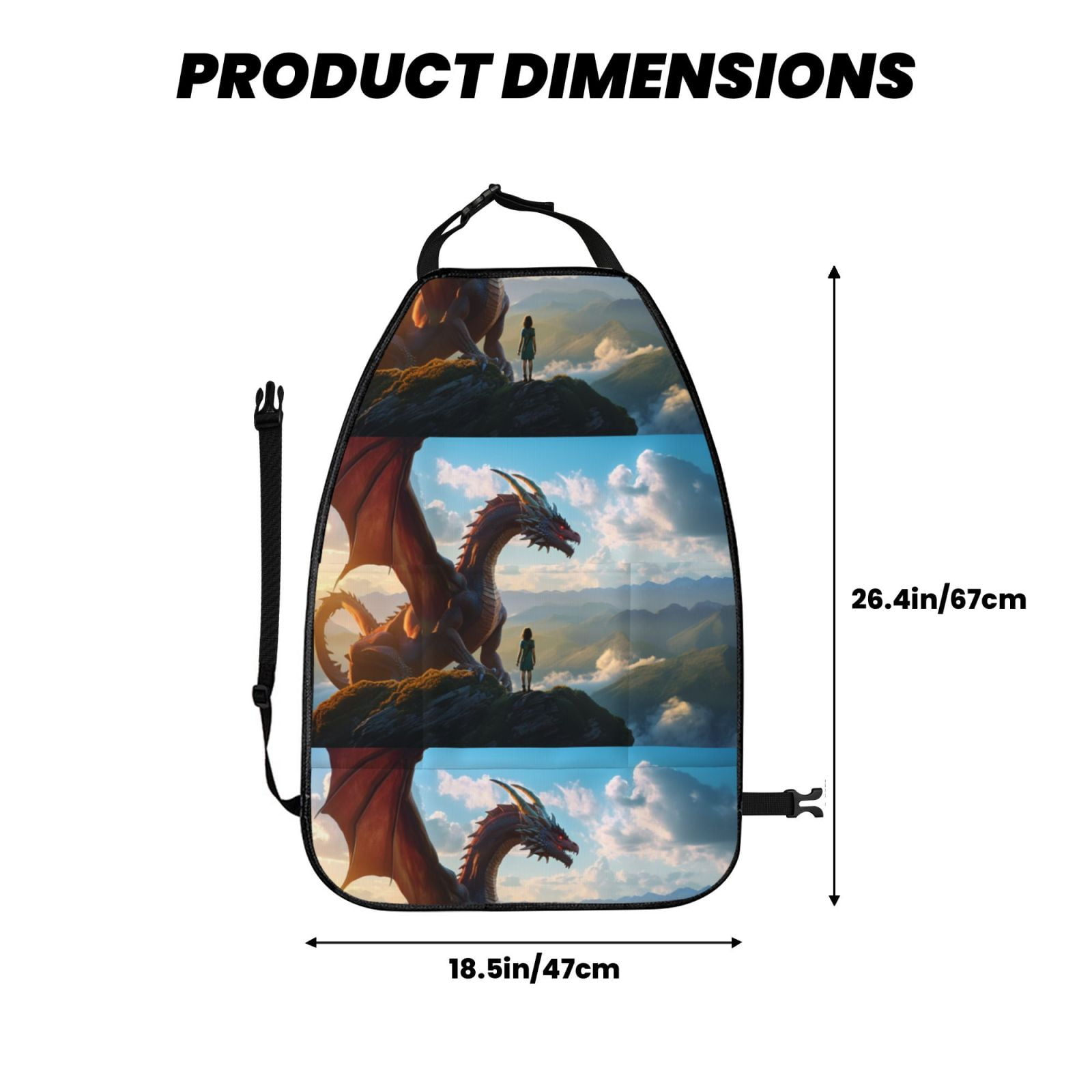 Xecao Clear Sky Mountain Red Dragon Pattern Car Seat Back Protector 2 Pack Large Capacity Pocket, Kick Mats Back Seat Protector