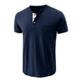 thumbnail image 5 of Men's Spring Summer Retro T-Shirt - Business Casual Travel Buttons O Neck Solid Short Sleeve, 5 of 5