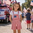 thumbnail image 2 of CAIVO Kids Independence Day Print Suspenders Denim Shorts Patriotic Summer Jumpsuit Toddler Girls Boys Overalls Shorts Pocket Adjustable Strap Romper Clothes 1776-2026, 2 of 3