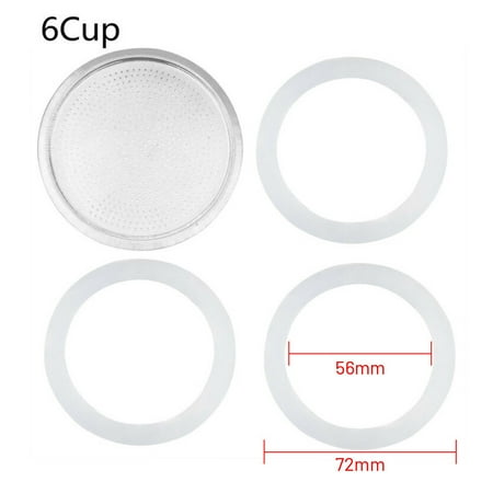 

Fule 6 Cup Replacement Silica Gel Gaskets+ aluminum Filters for Moka Pot