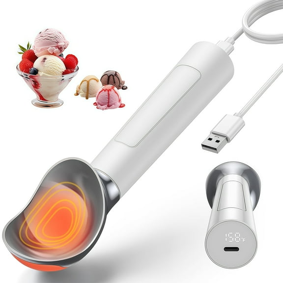 Heated Ice Cream Scoop, Electric heated ice cream scoop that heats up to 158°F for hard ice cream, Easy to use with LED display, IP67 Waterproof Ice Cream Scoop,Easy to clean