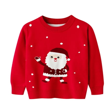 

Youmylove Toddler Boys Girls Christmas Cartoon Santa Snowfakle Printed Sweater Long Sleeve Warm Knitted Pullover Knitwear Xmas Tops Children Clothing