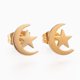 thumbnail image 1 of 2 pares de pendientes de botón de luna y estrella de acero inoxidable 304. Pendientes hipoalergénicos. Pendientes dorados de luna y estrella., 1 of 3