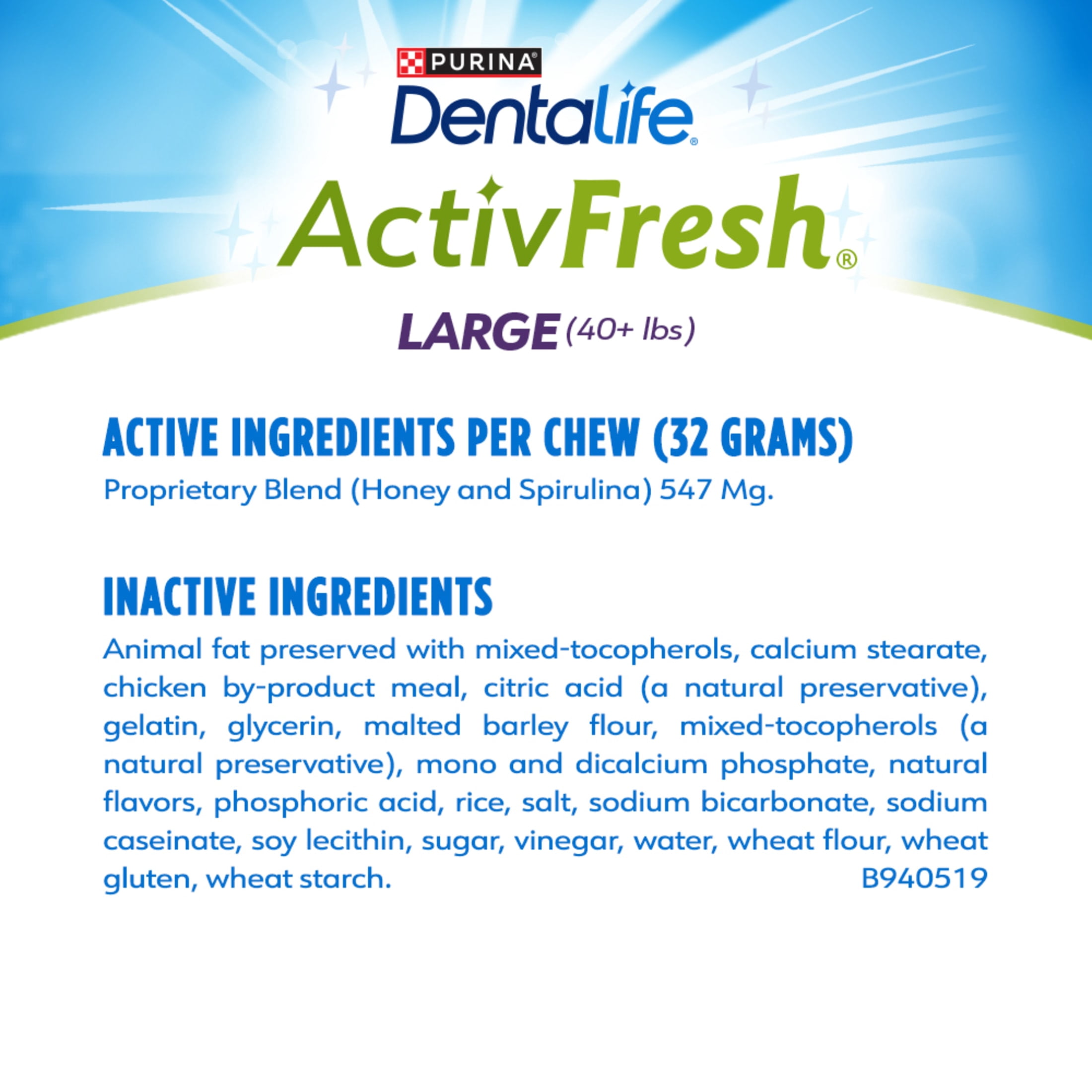 Purina DentaLife ActiveFresh Large Dog Treats Dental Chews with Chicken, 35 oz Pouch, 2 Packs (30 Count)