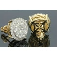 thumbnail image 3 of Forever Jewels 2.20 Carat Round Brilliant Cut D/VVS1 Moissanite Cluster Stud Earrings in 14K Yellow Gold Plated Sterling Silver, 3 of 4