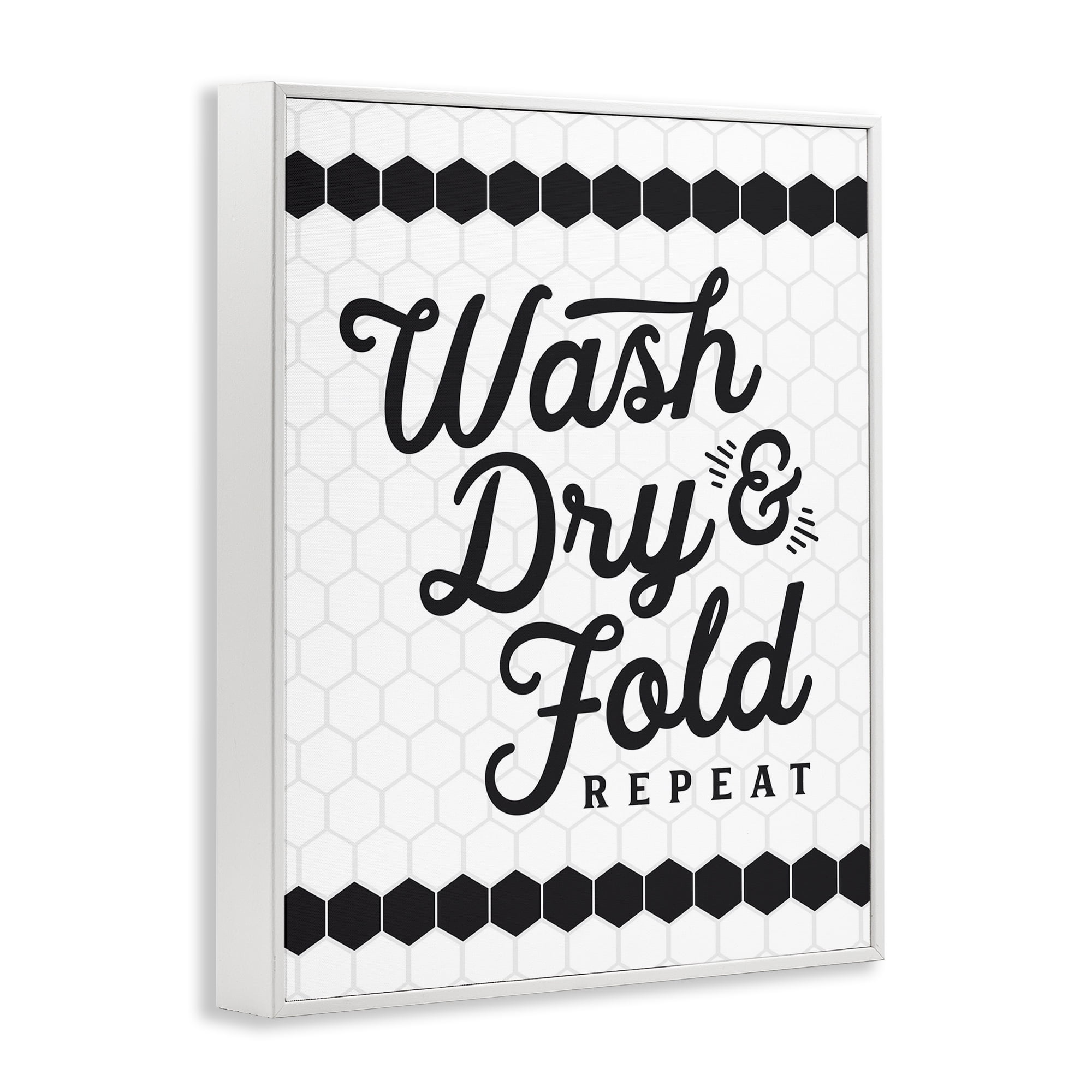 Stupell Industries Geometric Laundry Phrase Typography Painting White Framed Art Print Wall Art, 16 x 20