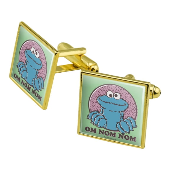 Sesame Street Cookie Monster Om Nom Nom Square Cufflink Set - Silver or Gold