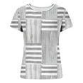 thumbnail image 5 of Odbmxy Striped T Shirts for Women Plus Size Short Sleeve Summer Tops Women Cropped Workout Casual Gray Slim Tops, 5 of 6