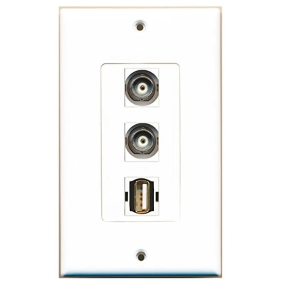 RiteAV - 1 Port USB A-A 2 Port BNC Decorative Wall Plate Decorative