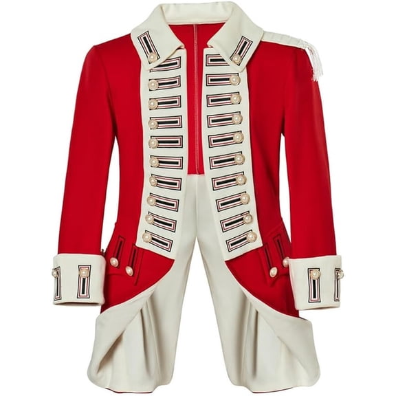 Mens Napoleonic Military Jacket Red Tailcoat Army Style Historical Officer Costume Coat