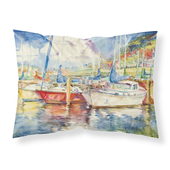 Carolines Treasures JMK1034PILLOWCASE Three Boats Sailboats Fabric Standard Pillowcase Standard multicolor
