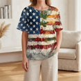 thumbnail image 6 of Summer Tops for Women 250 Anniversary USA Flag Short Sleeve Patriotic American Flag Stars Striped V Neck Button T Shirt 4th Of July Outfits for Women Business Work Shirts Khaki XL, 6 of 10
