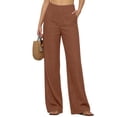 thumbnail image 7 of Womens Linen Pants Summer Wide Leg High Waist Straight Casual Lounge Yoga Pant 2026 Travel Beach Vacation Trousers Brown 2XL, 7 of 7