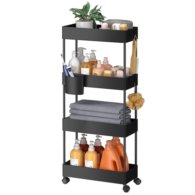 Carrito de almacenamiento delgado Pipishell para baño de 4 niveles con ruedas