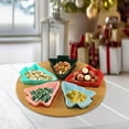 thumbnail image 5 of Rotatable Christmas Tree Snack Tray Set - 5 Compartment Appetizer Platter for Candy, Nuts, Dried Fruits, Holiday Party Serving with Bamboo Base, 5 of 5