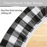 UMINEUX 3-Piece Rectangle Checkered Picnic Table Cover with Bench Covers Vinyl Flannel Backing with Elastic Edge (30x72, Black and White)