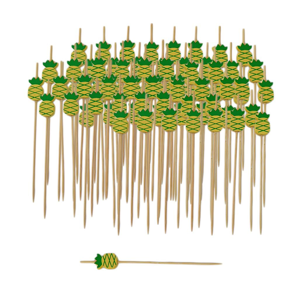 100x Disposable Bamboo Cocktail Picks Pineapple Food/ Toothpicks