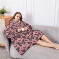 thumbnail image 5 of Oversized Wearable Blanket Hoodie,Pink Butterfly Pattern Sherpa Blanket Hoodie with Super Pockets,Super Warm Fuzzy Pullover for Women & Men, 5 of 6