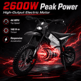 thumbnail image 6 of SYKERUNS X5 Adult Electric Dirt Bike, 2600W, Up to 44MPH, 48V 20Ah, 14"/12" Tires, Black, 6 of 10