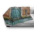 thumbnail image 3 of Venice Soft Flannel Fleece Throw Blanket, Building with Antique Door Entrance City on Water Historical Urban, Cozy Plush for Indoor and Outdoor Use, 60" x 80", Cinnamon Sky Blue, by Ambesonne, 3 of 6