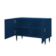 thumbnail image 4 of Posh Living Jenna Ottoman Navy Velvet Upholstered Hand Woven, 4 of 8