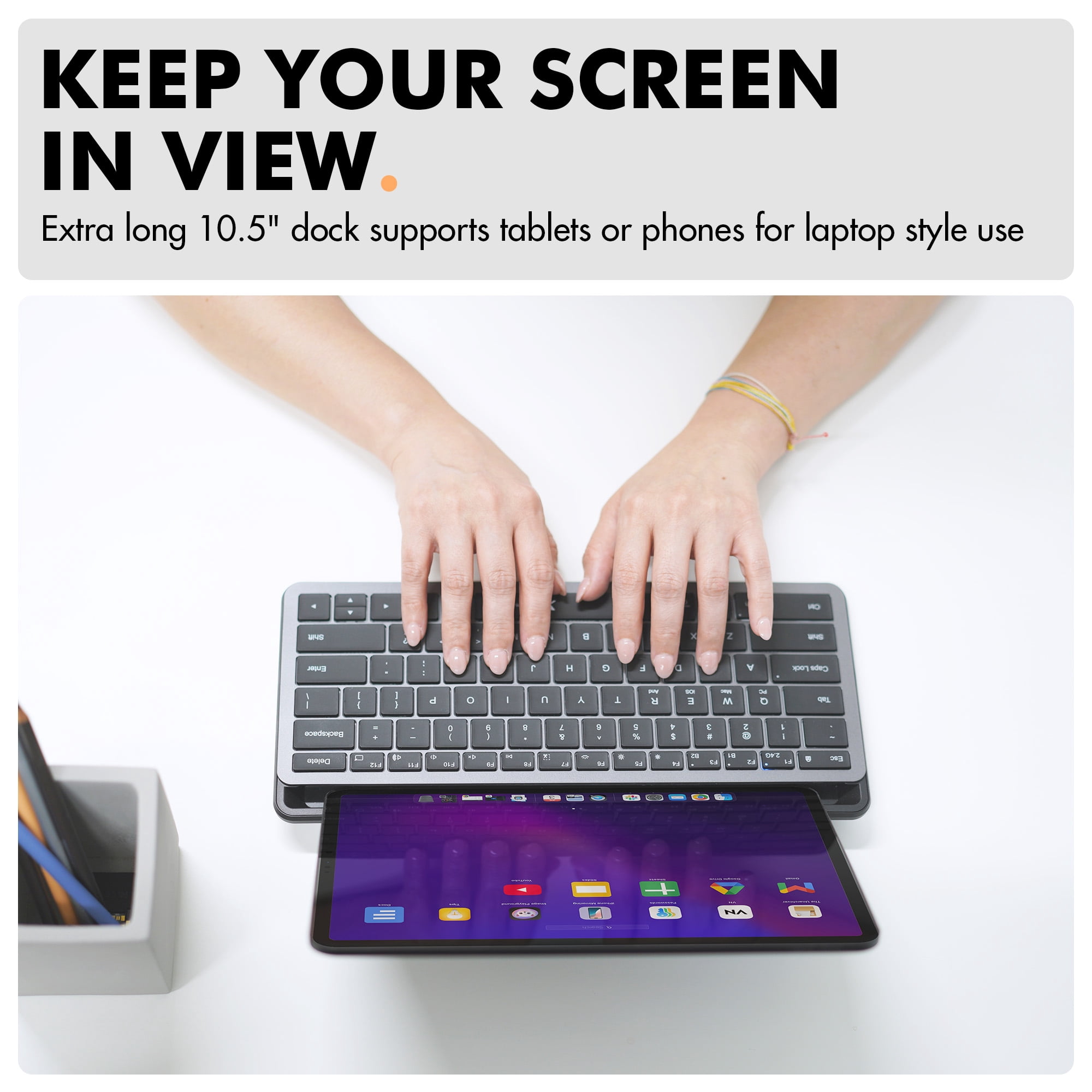 X9 Performance Small Wireless Keyboard with Dock - (BT + 2.4Ghz) - Ready for Travel - Compact Bluetooth Keyboard for Tablet, Phone, Office - Backlit, Portable, Multi-Device - PC, Mac, iPad, Android