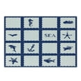 thumbnail image 1 of Navy Blue Cutting Board, Navy Yacht Vessel Rope Used as Frame with Starfish Fish and Anchor Image, Decorative Tempered Glass Cutting and Serving Board, Small Size, Navy Blue and White, by Ambesonne, 1 of 1