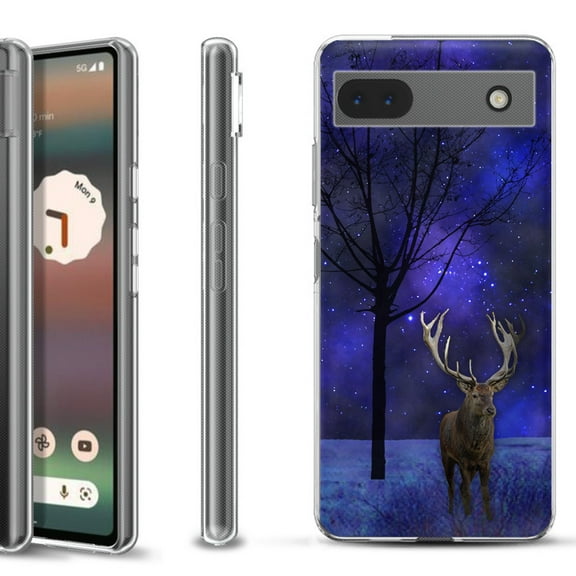 Slim-Fit Gel TPU Phone Case for Google Pixel 6a, by OneToughShield ® - Midnight Deer