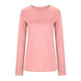 thumbnail image 6 of Aboser Long Sleeve Shirts for Women Plus Size Basic Tees Casual Crew Neck T Shirt Loose Fit Cozy Tshirts Soft Solid Color Tee Tops Lightweight Breathable Classic Shirt Pink M, 6 of 7