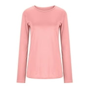 Sawvnm Plus Size Blouse for Women Women's Fashion Solid Loose Long Sleeve T-shirt Pullover Tops