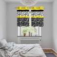 thumbnail image 5 of Black Yellow Kitchen Curtains Small Short 39 Inch Length, Garden Floral Stripe Aesthetic Flower Boho Grommet Bedroom Living Room Curtains, Light Filtering Cafe Curtain Drapes 2 Panels Set 55''x39'', 5 of 9
