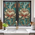 thumbnail image 3 of William Morris Plant Floral Window Privacy Film, Retro Lotus Flower Leaves Static Cling UV Sun Blocking Tint Film Heat Control Windows Films for Bedroom Bathroom, Window Stickers 17.7"x39.3", 3 of 8