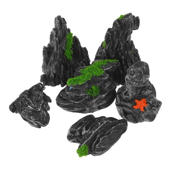 HEATSHAKING 6Pcs Realistic Resin Aquarium Rockery Cave for Fish Tank Decoration and Landscape