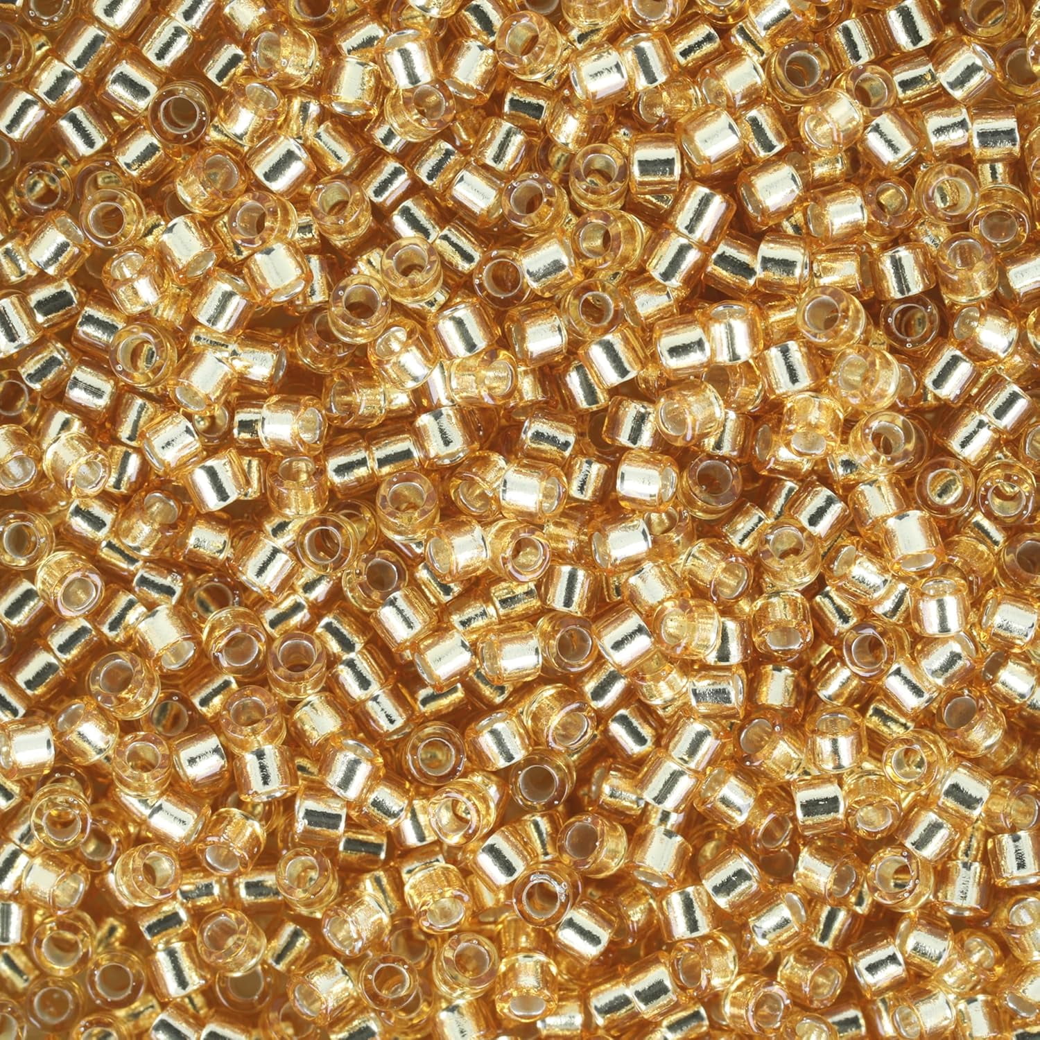 Miyuki Delica Seed Beads – Size 11/0 (1.6 mm), DB0042, Silver-Lined Gold, 7.2 g, Approx. 1440 Beads